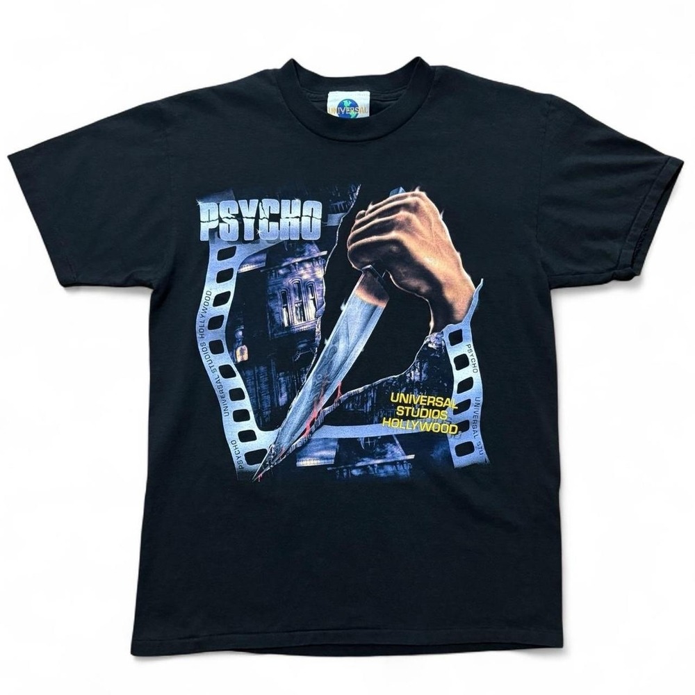 Vintage Universal Studios Psycho Horror Movie Double-sided T-shirt Medium Bates